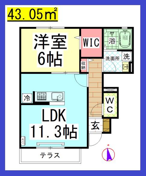 DL蒼の杜 風 (1LDK/1階)の間取り写真