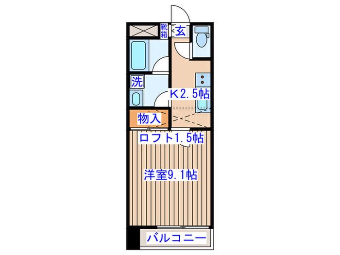HIRO(1K/2階)の間取り写真
