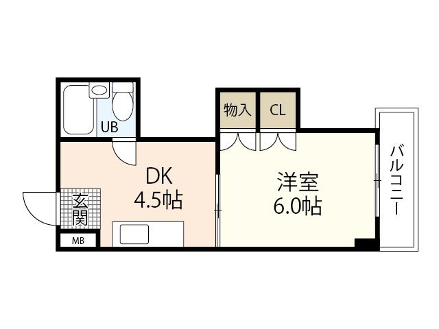 ヴィラ大州通(1DK/7階)の間取り写真