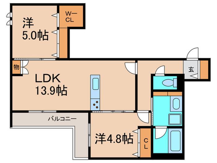 FORENACOURT塚口イースト(2LDK/2階)の間取り写真