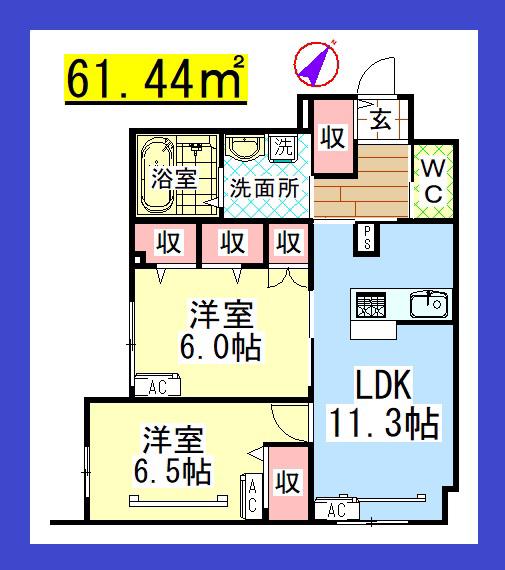 AF 南林間2丁目メゾン(2LDK/1階)の間取り写真