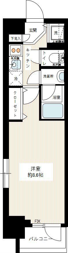 プレディアンスフォート錦糸町HYS(1K/4階)の間取り写真