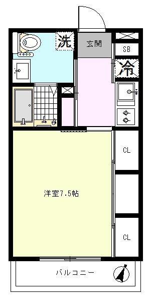 ビラ二俣川(1K/3階)の間取り写真