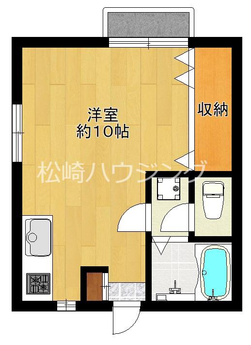 ブルースカイ(ワンルーム/1階)の間取り写真