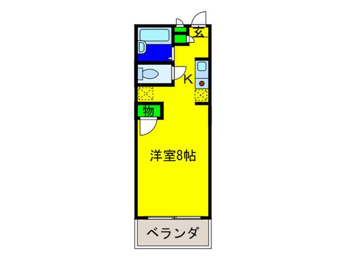 グリーンピース(ワンルーム/2階)の間取り写真