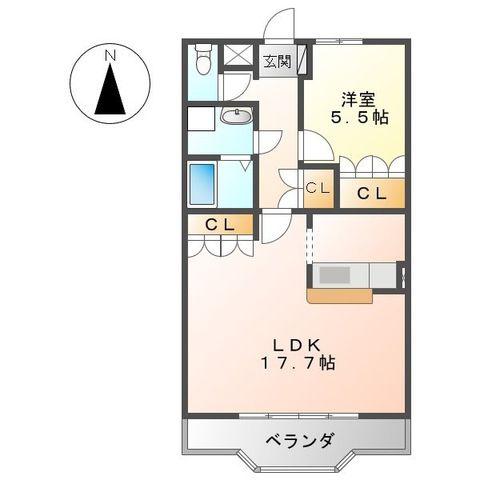 アンベリール・K・湘南(1LDK/1階)の間取り写真