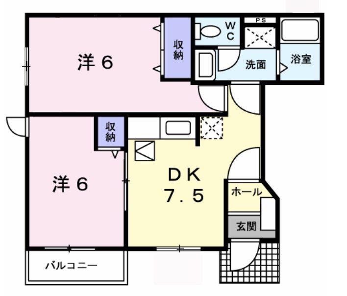 VILL DINO (2DK/1階)の間取り写真