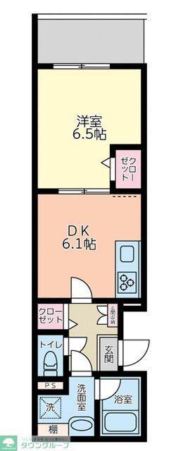 カルム海神(1DK/2階)の間取り写真