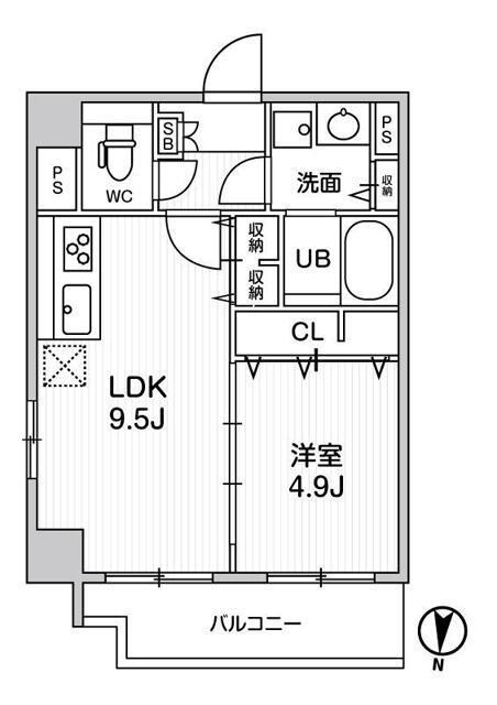 ROOTS RYOGOKU(1LDK/6階)の間取り写真