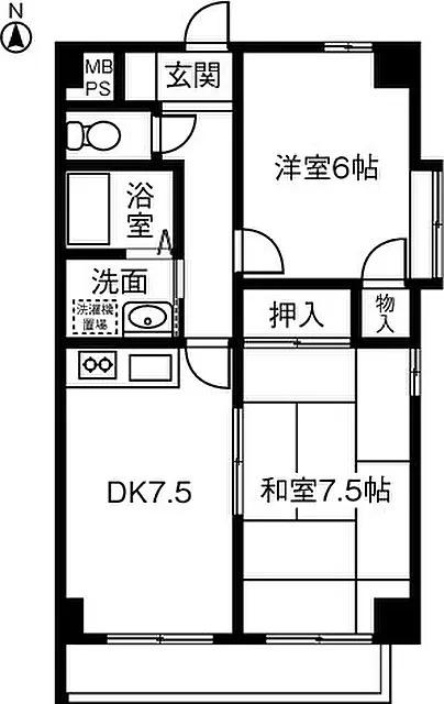 サニーコート平和(2DK/5階)の間取り写真