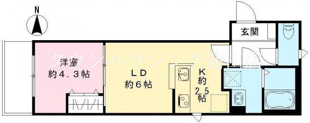  フィカーサ蒲田本町(1LDK/3階)の間取り写真