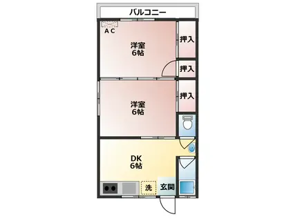 第二緑荘(2DK/2階)の間取り写真