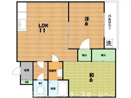 シャルマン星田(2LDK/3階)の間取り写真