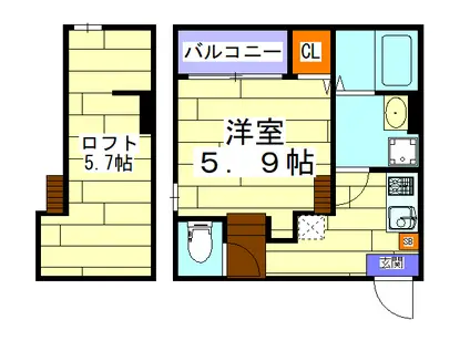 レシアムール(1K/2階)の間取り写真