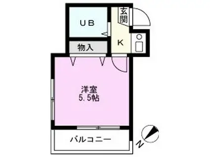 GRAND SOLEIL新田(1K/2階)の間取り写真