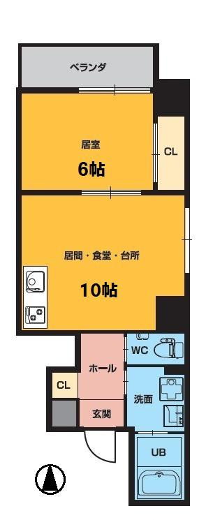 CASA EBANISTA カーサ エバニスタ(1LDK/6階)の間取り写真