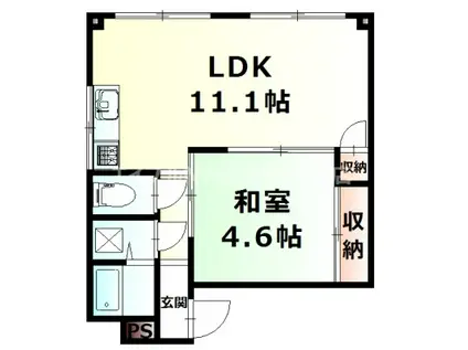 エスコ桑田マンションII(1LDK/3階)の間取り写真