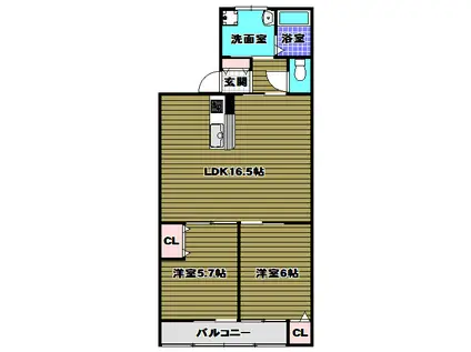 HEIGHTS HIROTANI(2LDK/2階)の間取り写真