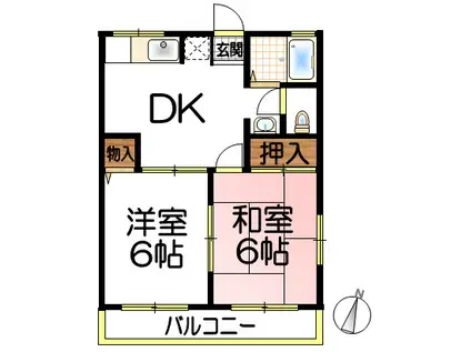 カナヤマハイツ(2DK/2階)の間取り写真