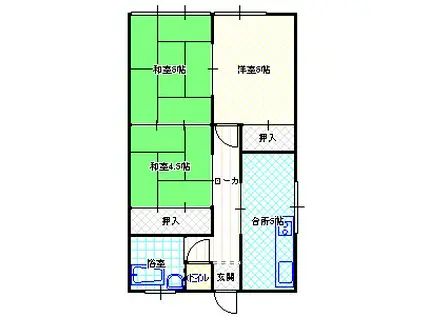 岸川ハイツ(3DK/1階)の間取り写真