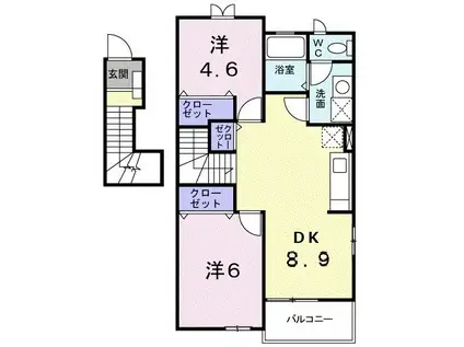 サニーミニヨンハウス(2DK/2階)の間取り写真