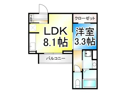 コラージュくりた(1LDK/1階)の間取り写真