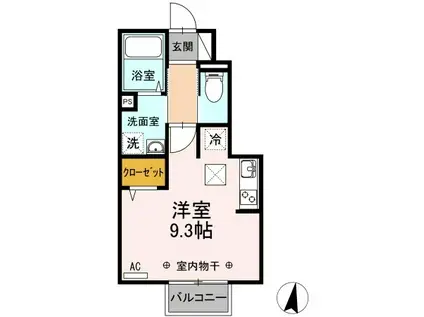 D-ROOMまゆみ(ワンルーム/1階)の間取り写真