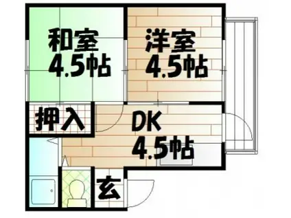 松本アパート(2DK/3階)の間取り写真