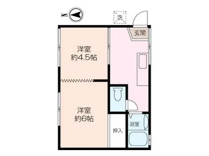 長島アパート(2K/1階)の間取り写真