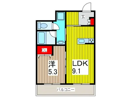 西川口グリーンマンション(1LDK/6階)の間取り写真
