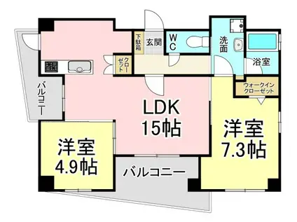 CSSTYLE高須(2LDK/4階)の間取り写真