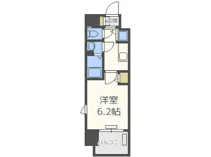 ララプレイス ザ・大阪リヴァージュ(1K/9階)の間取り写真