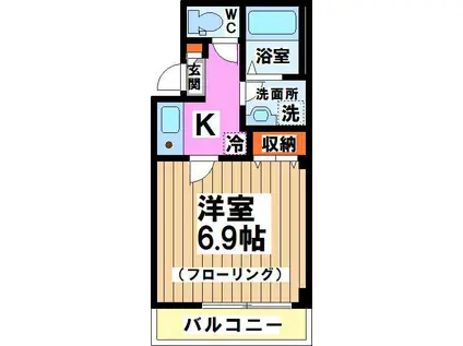ビューノ笹塚(1K/2階)の間取り写真