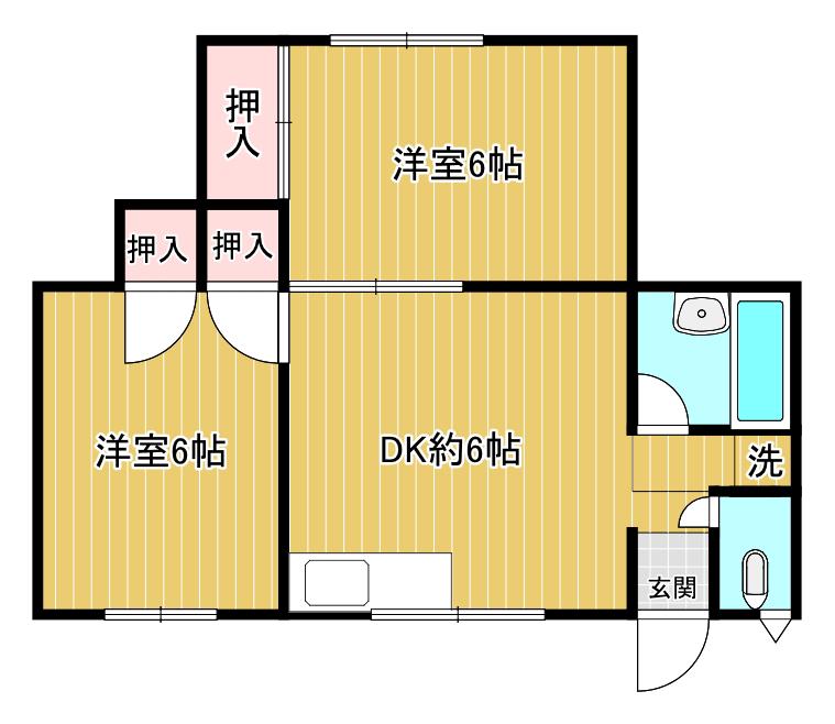 スパイラル小瀬I(2DK/1階)の間取り写真