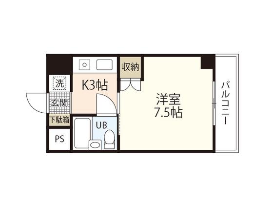 バザレビル(1K/3階)の間取り写真