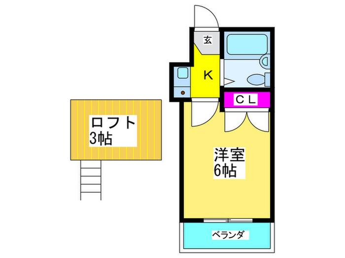 カーサ四条畷(1K/2階)の間取り写真