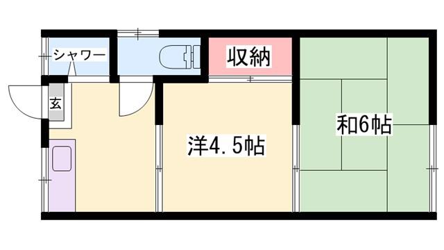 サンビレッヂ東辻井(2K/2階)の間取り写真
