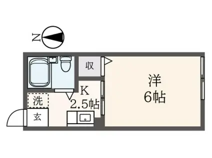 シティハイムサンセット(1K/2階)の間取り写真