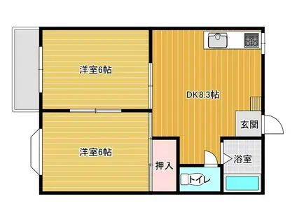 ハイツHARN(2DK/2階)の間取り写真