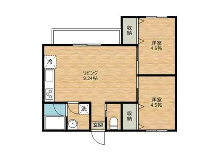 アミティ女神(2LDK/1階)の間取り写真