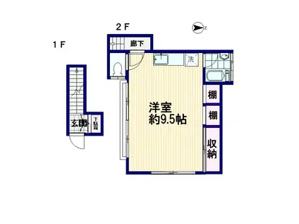 山田ハウス(ワンルーム/2階)の間取り写真