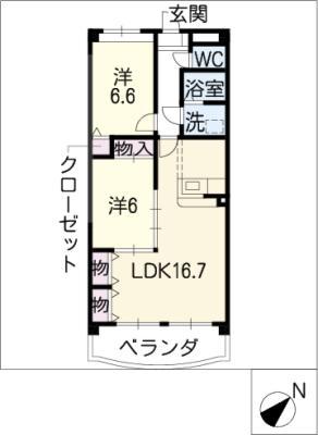 マッシモグローリア(2LDK/4階)の間取り写真