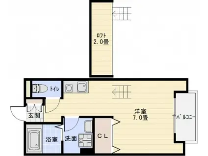 ベルリード柏原(ワンルーム/2階)の間取り写真