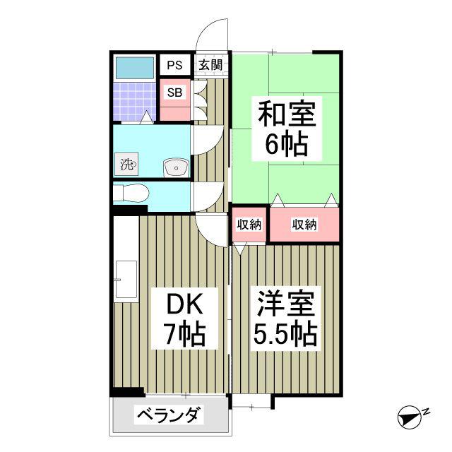 ハイム・グランドゥールA(2DK/1階)の間取り写真