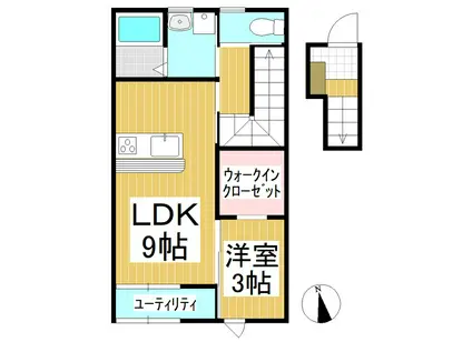 ザイオン諏訪形(1LDK/2階)の間取り写真