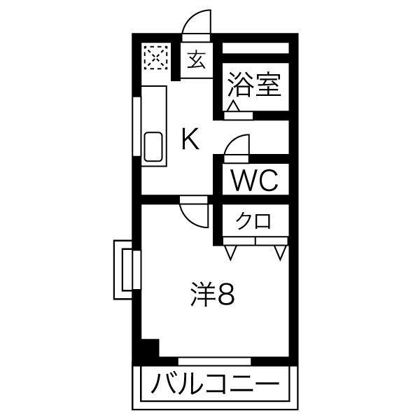 エクセル二村台(1K/1階)の間取り写真