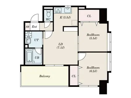 サムティ佐賀駅前SERENA(2LDK/9階)の間取り写真