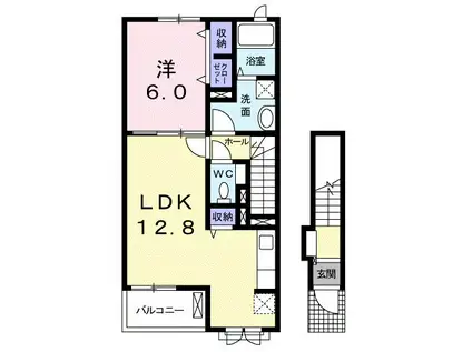 ヒルズ田村(1LDK/2階)の間取り写真