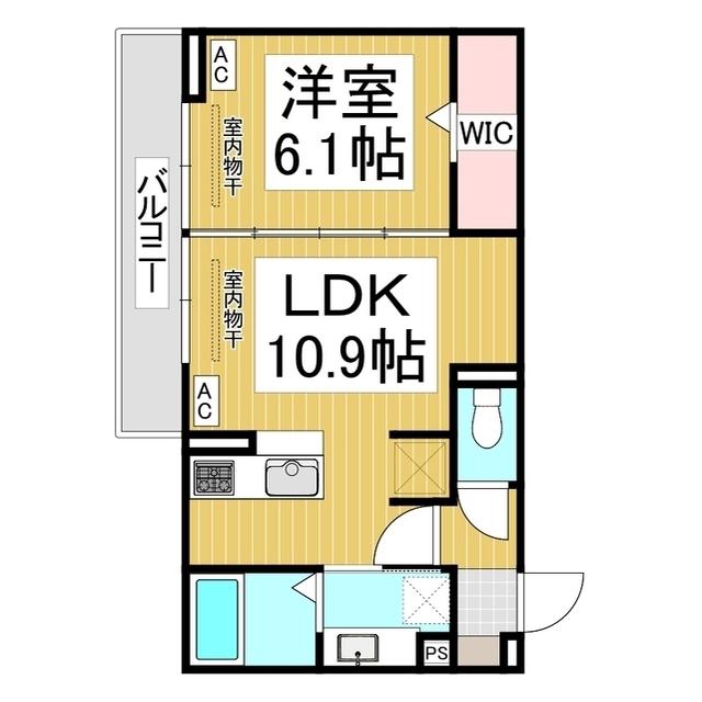 トリシア東口(1LDK/3階)の間取り写真