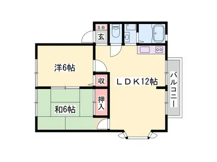 サンビレッジC棟(2LDK/2階)の間取り写真
